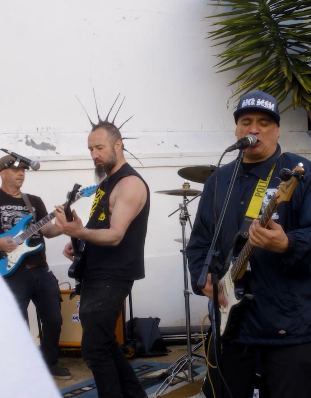 Punk band performing in Venice